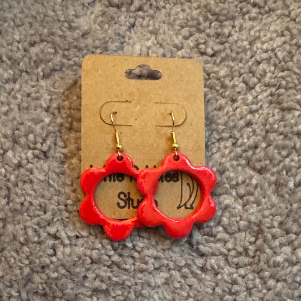 Red Flower Earrings